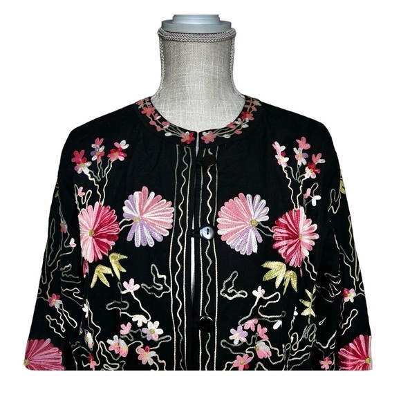 Bedford Faire Floral Embroidered Jacket Size Large - Picture 4 of 8